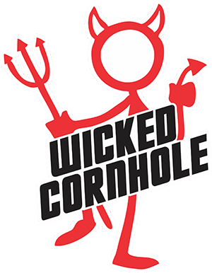 Wicked Cornhole Devil logo with white contour 002