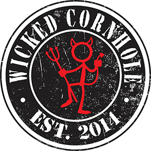 Wicked Cornhole Grunge Circle Logo Red Devil 002